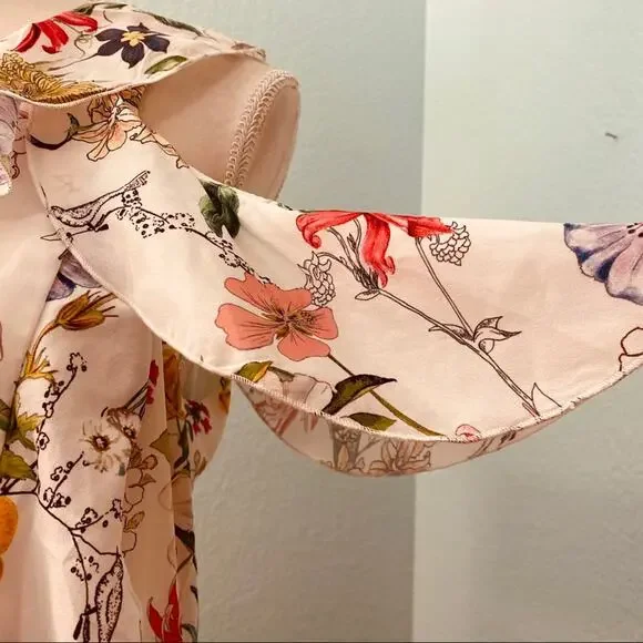 Parker Glory Dress, Floral Print, Cold Shoulder. Size Small - Picture 4 of 7